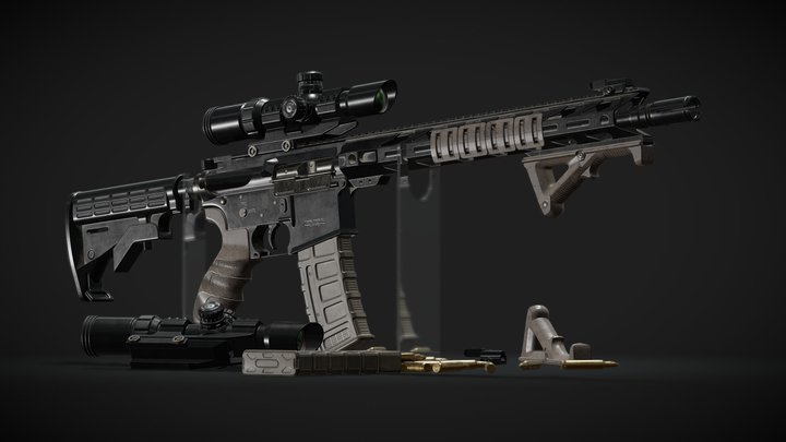 AR15 Rifle 3D Model