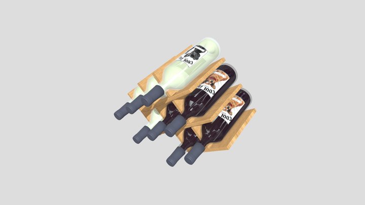 Small Counter Top Bamboo Wine Rack 3D Model