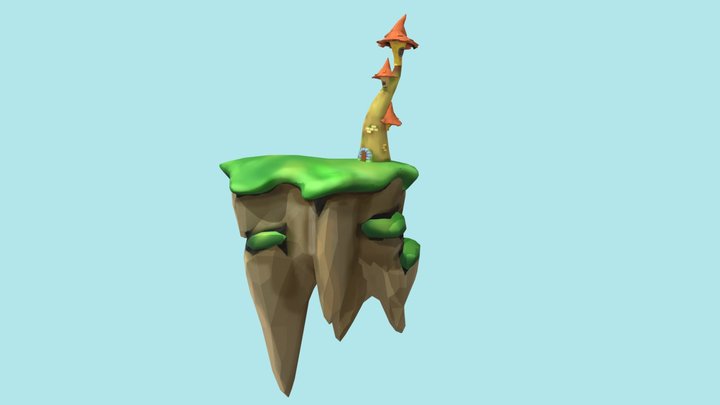 Fantasy Floating Island & Castle 3D Model