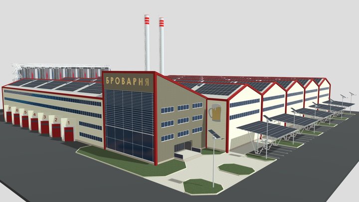 Solar energy for a brewery 3D Model
