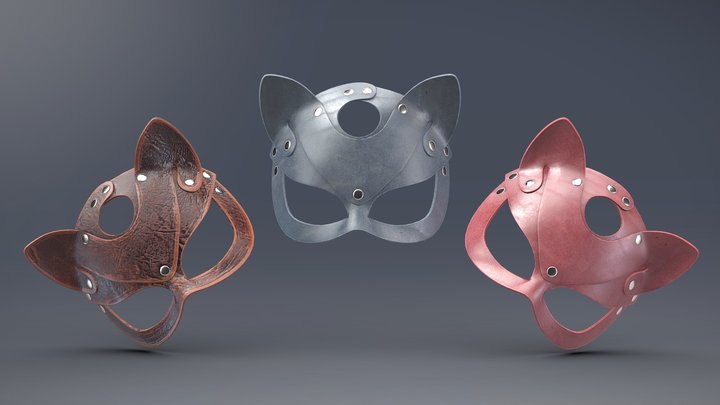 Leather cat mask - PBR VR Game Ready 3D Model