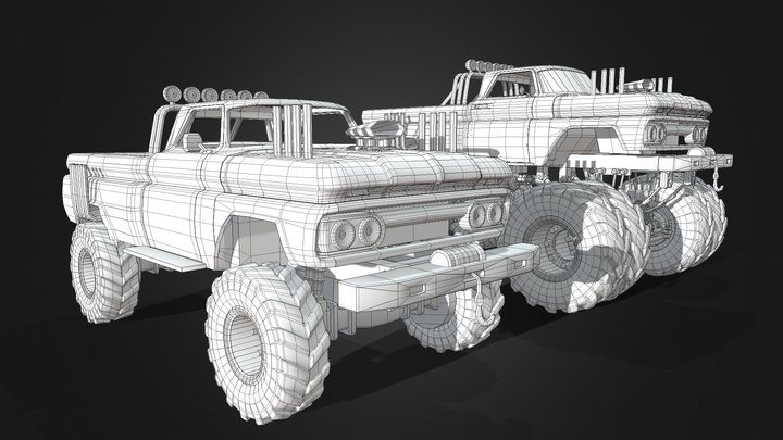 C10-Monster Truck and Pickup 3D Model