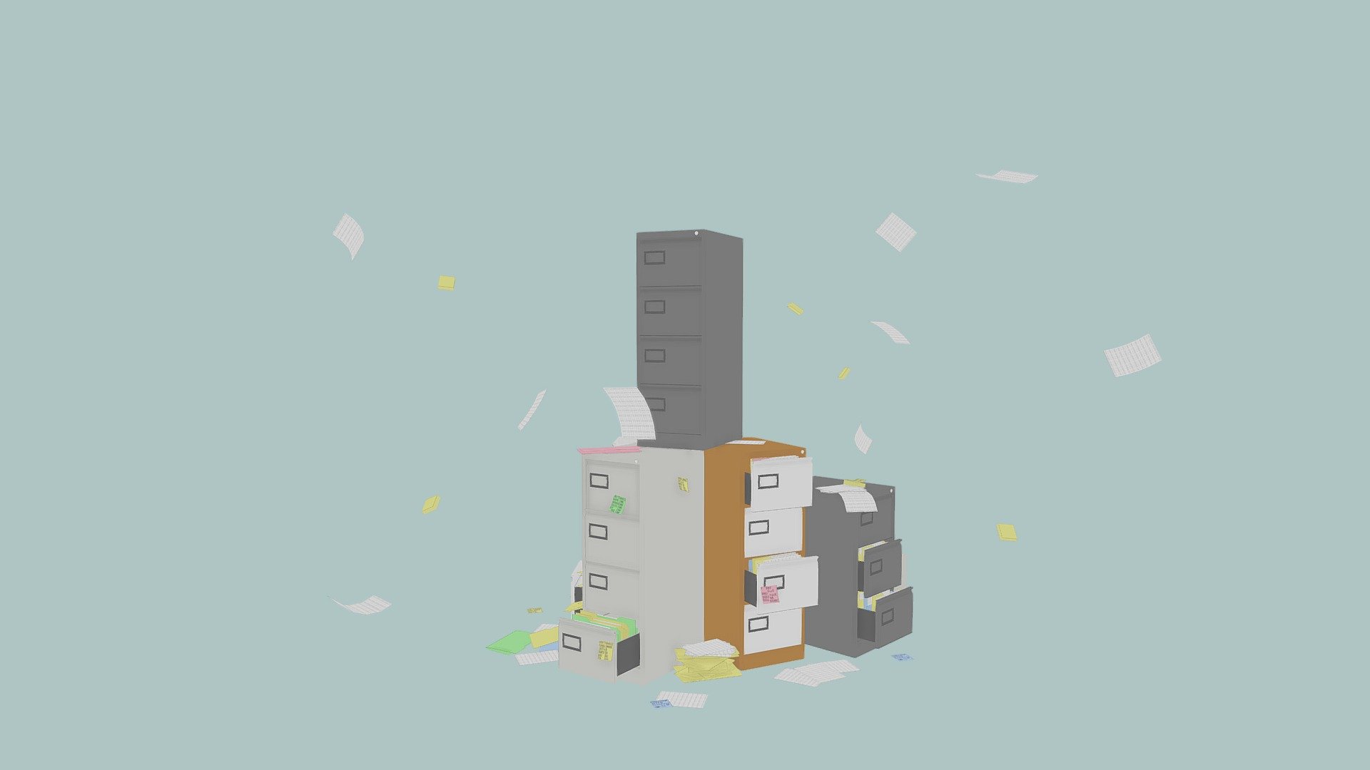 Low Poly Filing Cabinets