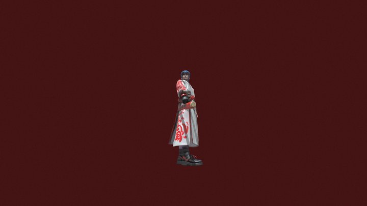 A person with a graffity katana 3D Model