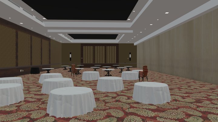 Big Hotel Ballroom 3D Model