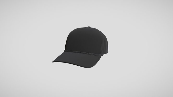 Trucker Cap – Black Rope – AR Ready 3D Model