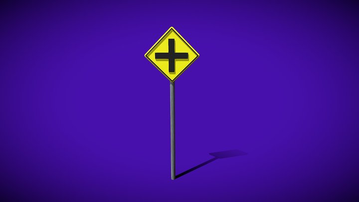 4 Way Intersection Sign 3D Model