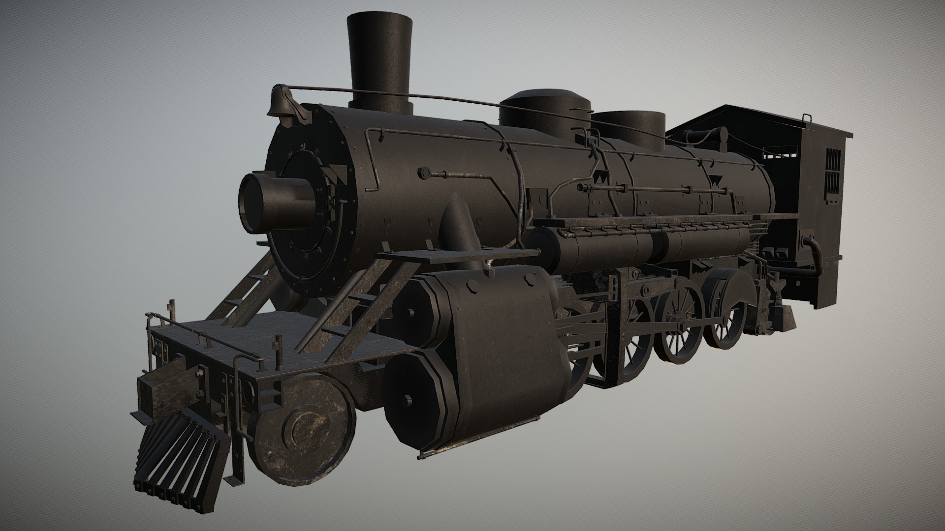 3D model Steam Train - This is a 3D model of the Steam Train. The 3D model is about a black tank with a large engine.