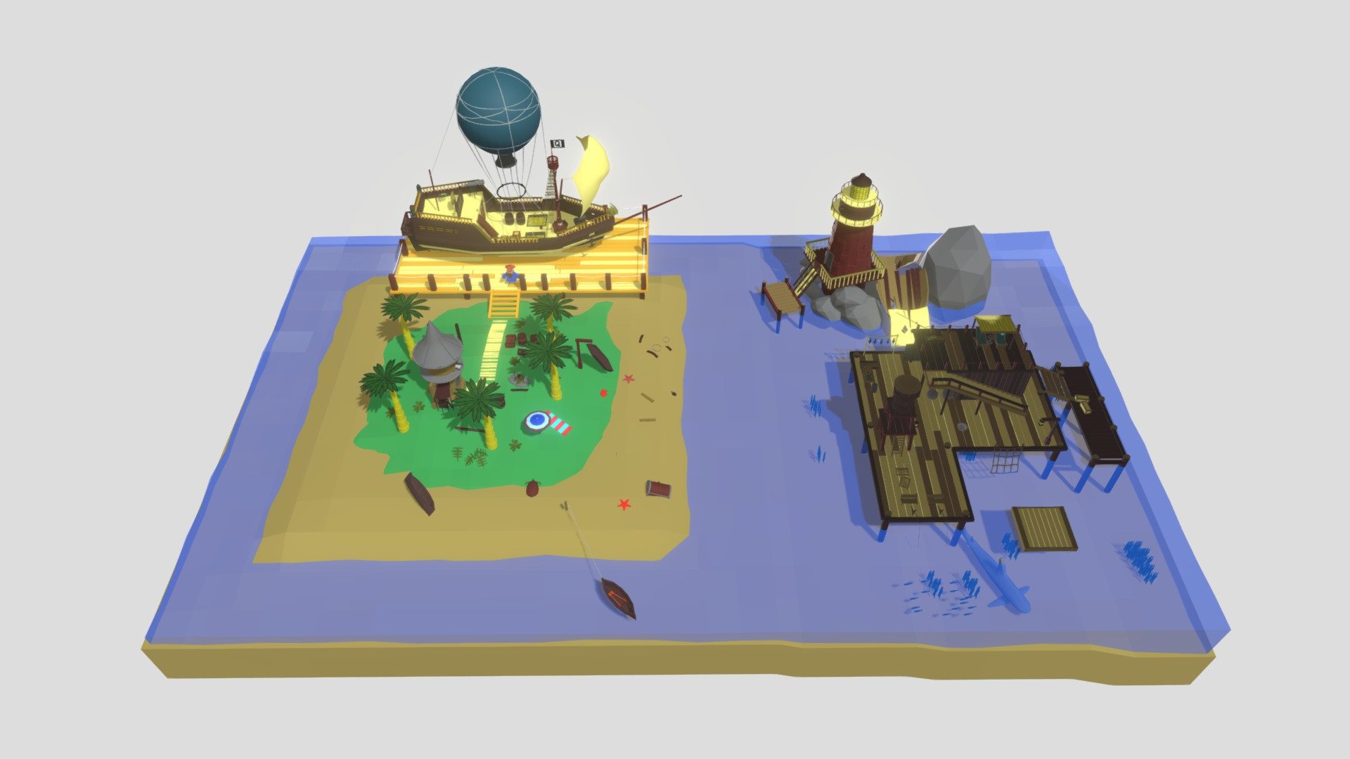 Update lonely island Low-poly 3D model