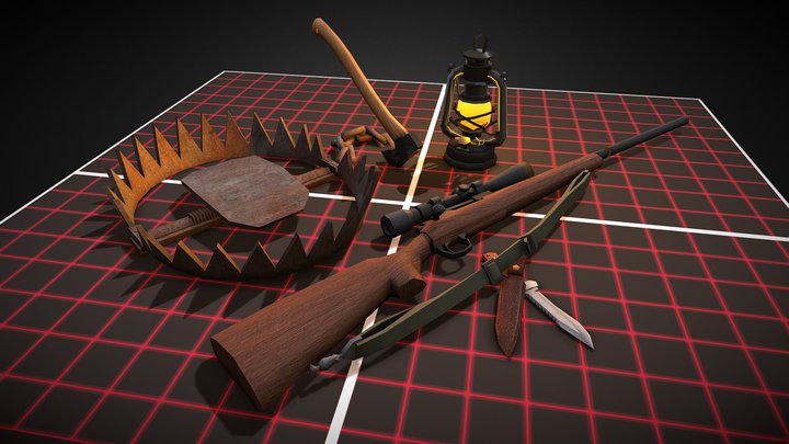 DAE Diorama - Forest Loner - 5 Finished Props 3D Model