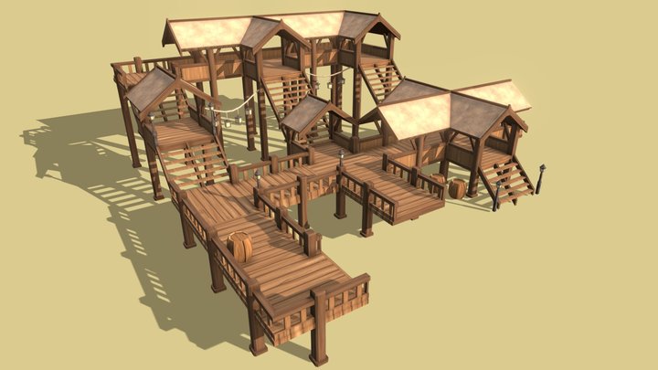 Bridge Town 3D Model