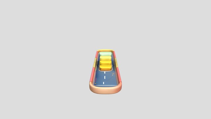 Toy road with a car 3D Model