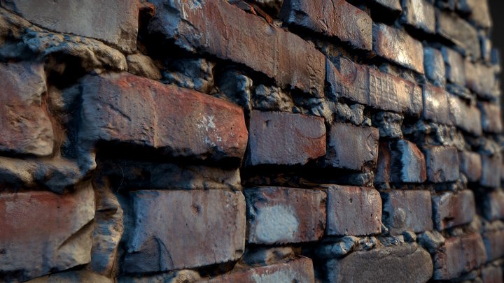 Old Brick Wall Photogrammetry 3D Model