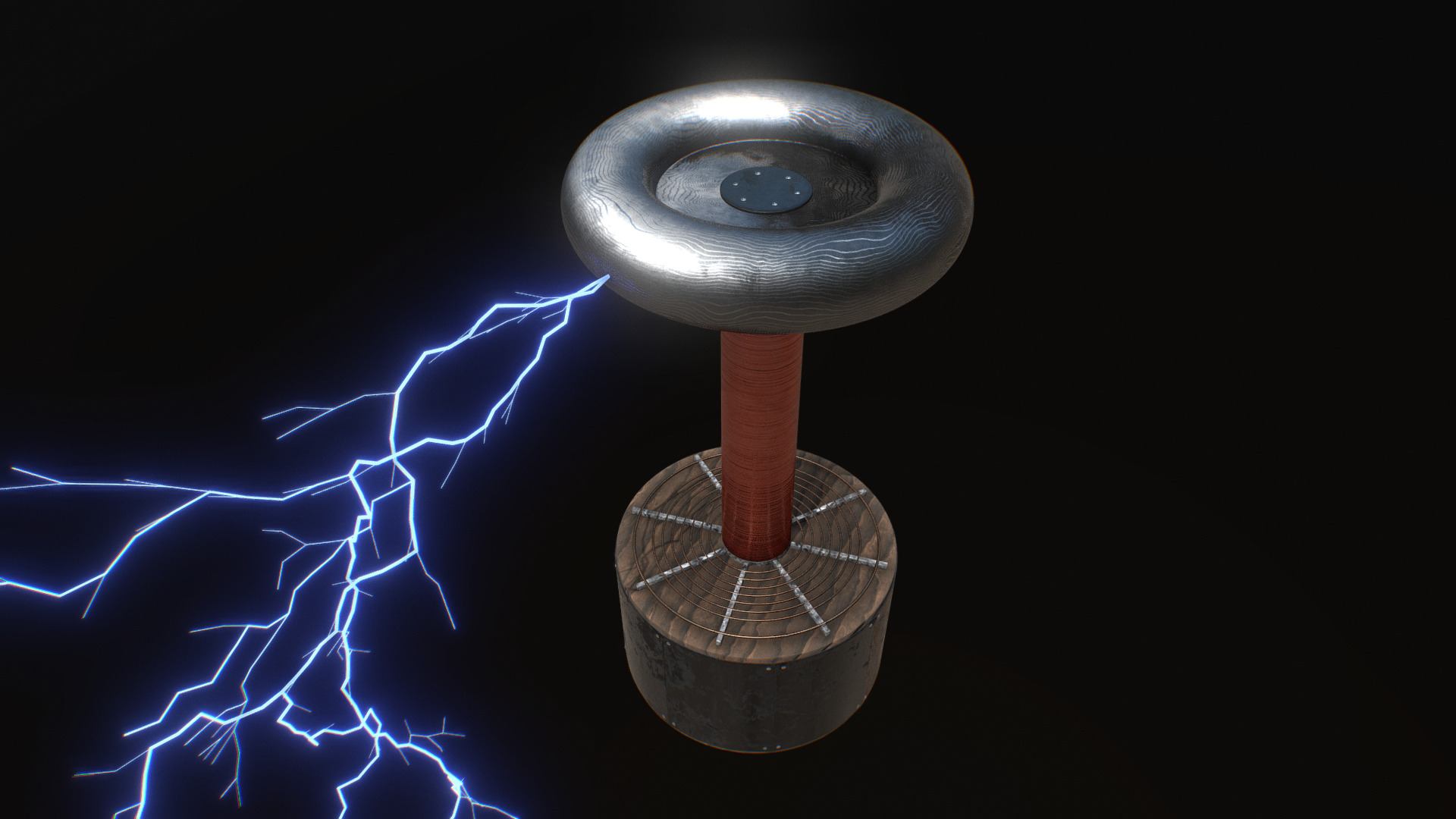 3D model Tesla Coil - This is a 3D model of the Tesla Coil. The 3D model is about a planet with rings around it.