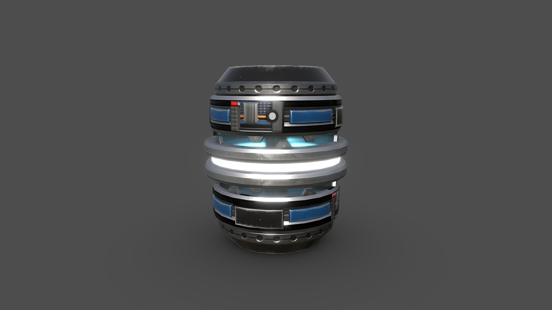 Sci - fi game ready blue complex barrel