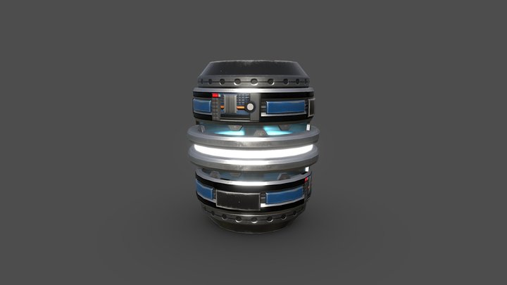 Sci - fi game ready blue complex barrel – Free 3D Model STL