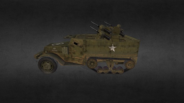 M16 Halftrack Quad 50-aim-air 3D Model