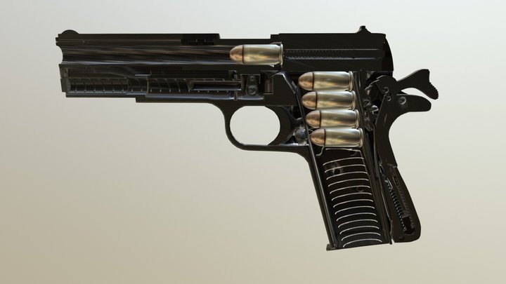 Colt 45 ACP 1911  Sectioned 3D Model