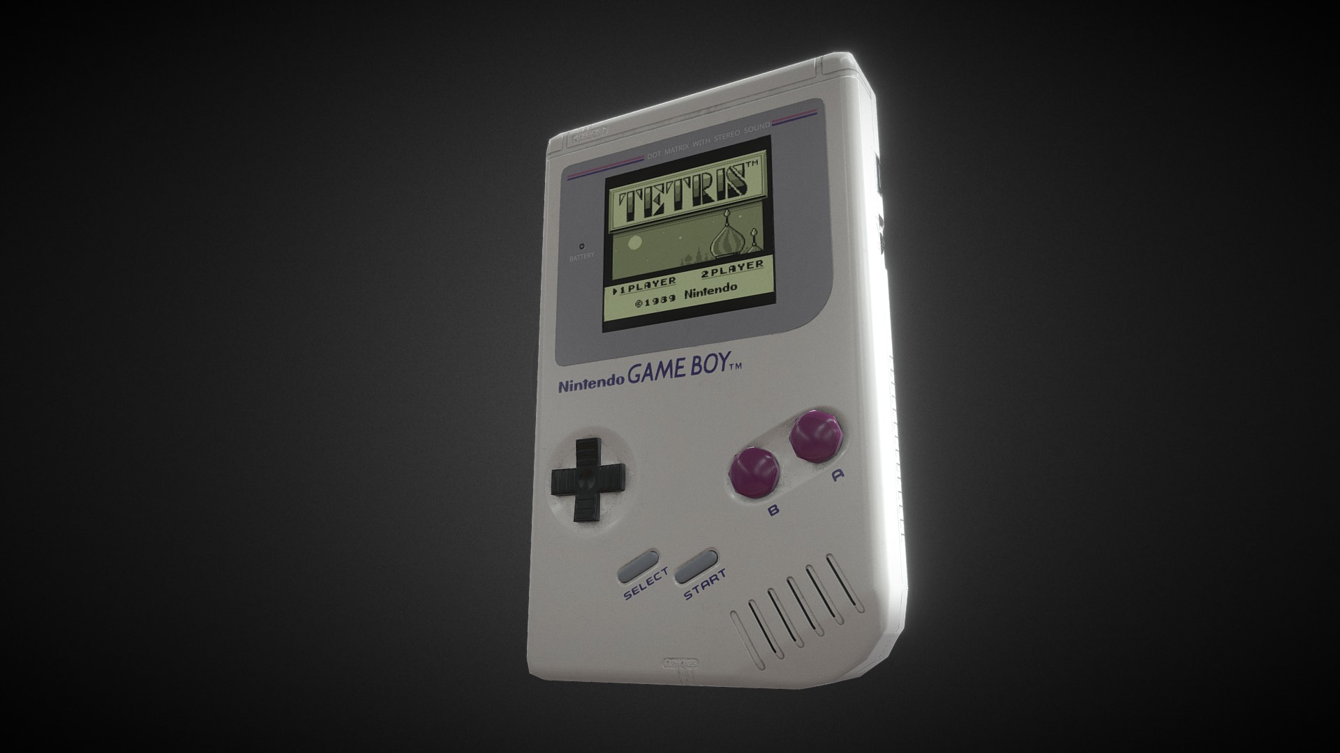 3D model Nintendo Game Boy (low poly) - This is a 3D model of the Nintendo Game Boy (low poly). The 3D model is about a white rectangular device with a screen.