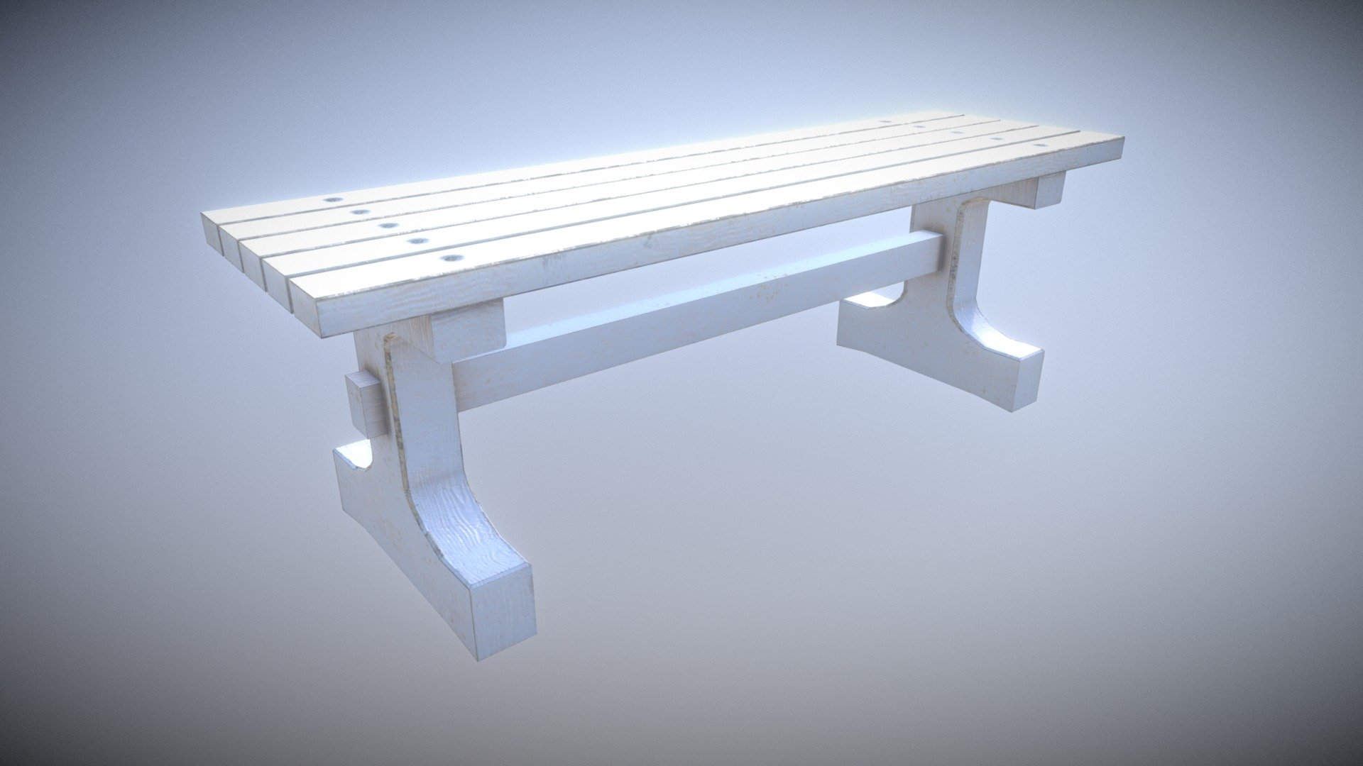 Game Ready Park Bench White Low Poly