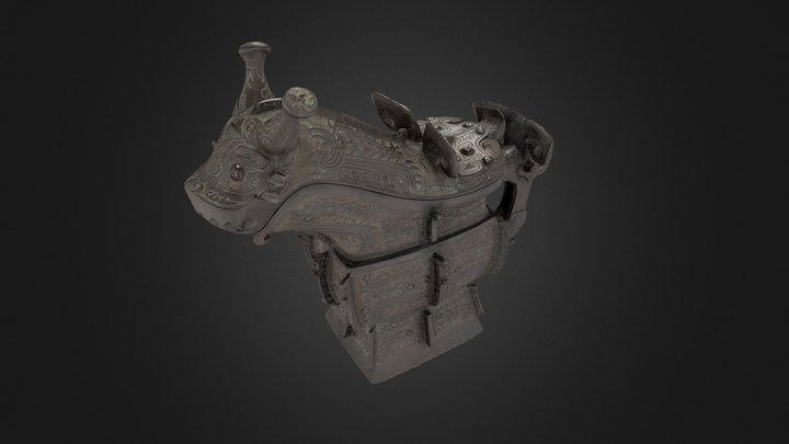 Pouring vessel with dragon-head lid (guang) 3D Model