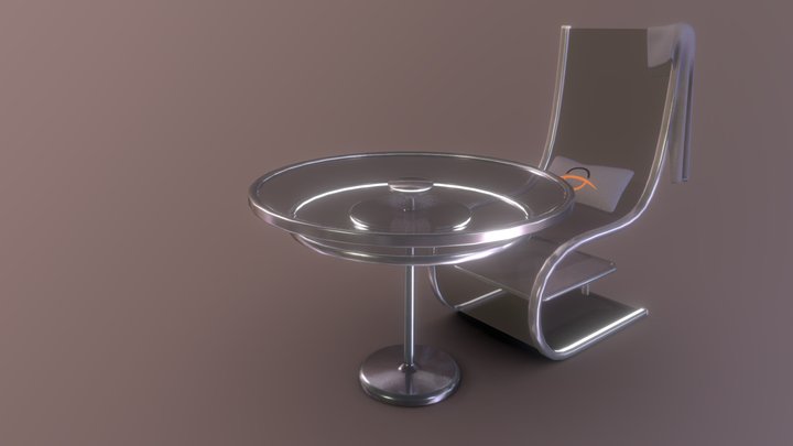 Steel Chair & Table 3D Model