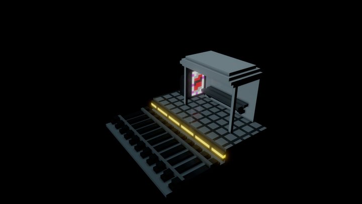 Voxel train station DEMO 3D Model