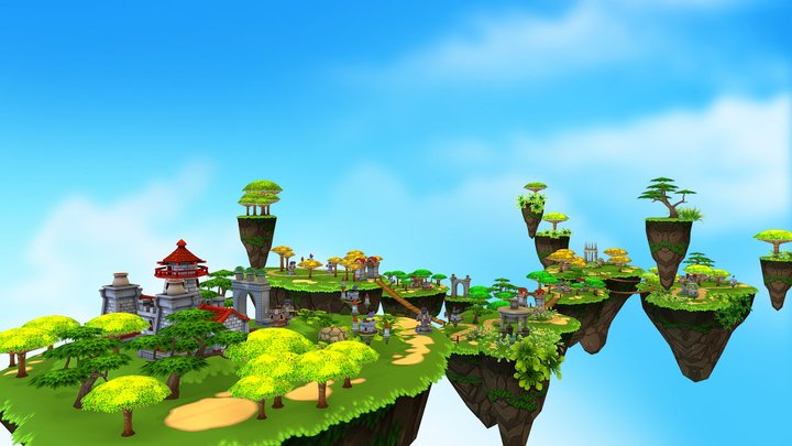 Floating Islands 3D Model