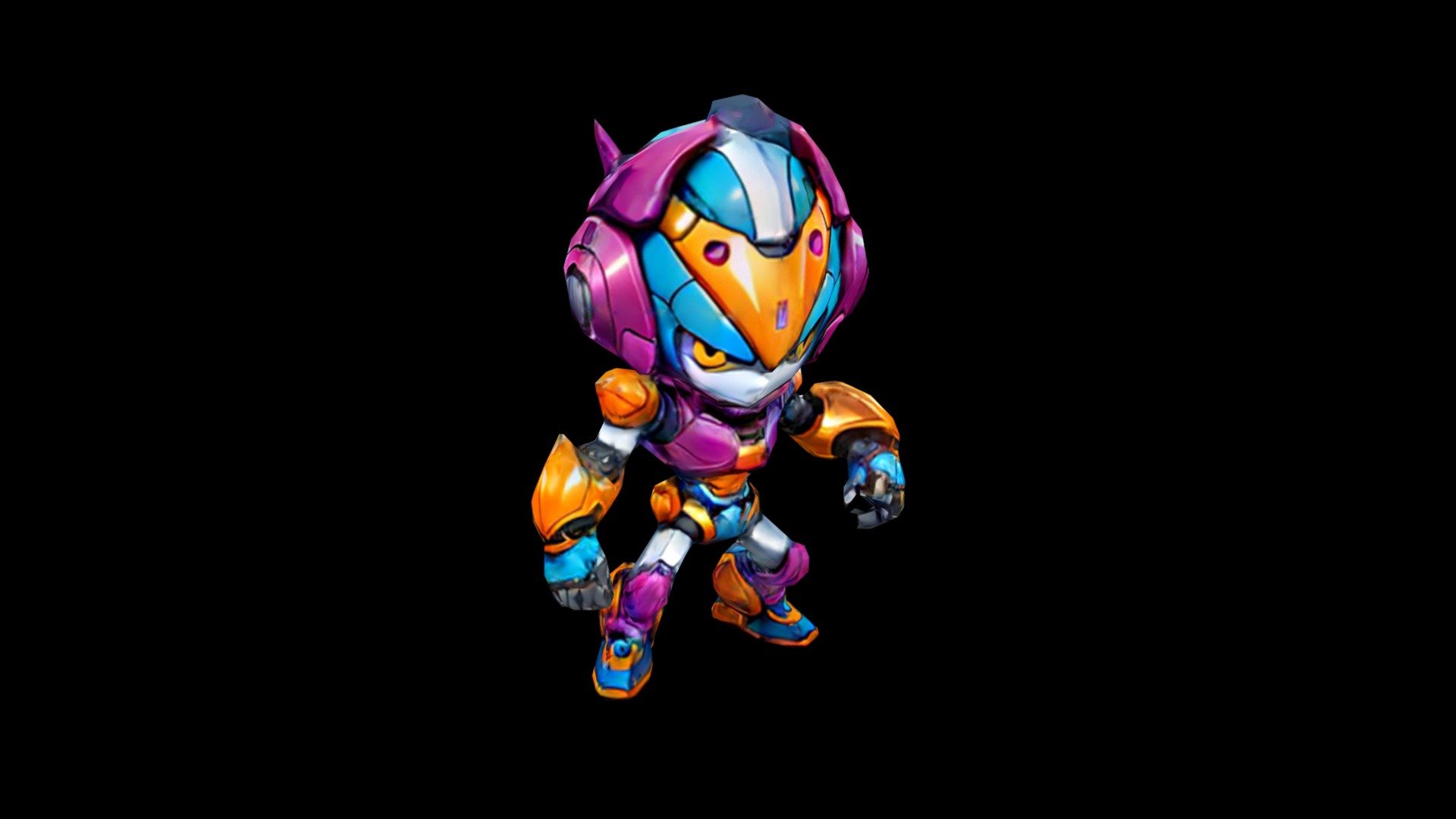 Bright, armored robot with purple and orange col - Download Free 3D ...