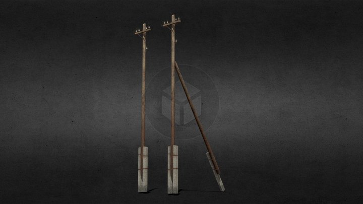 wooden electric pole 3D Model
