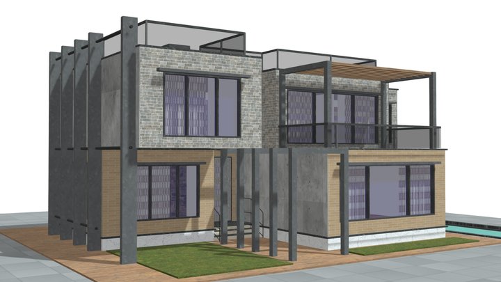 modern luxury villa house building design – Gratis 3D-model STL