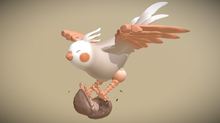 Rockatiel, the Rock-Morphing Cockatiel! 3D Model