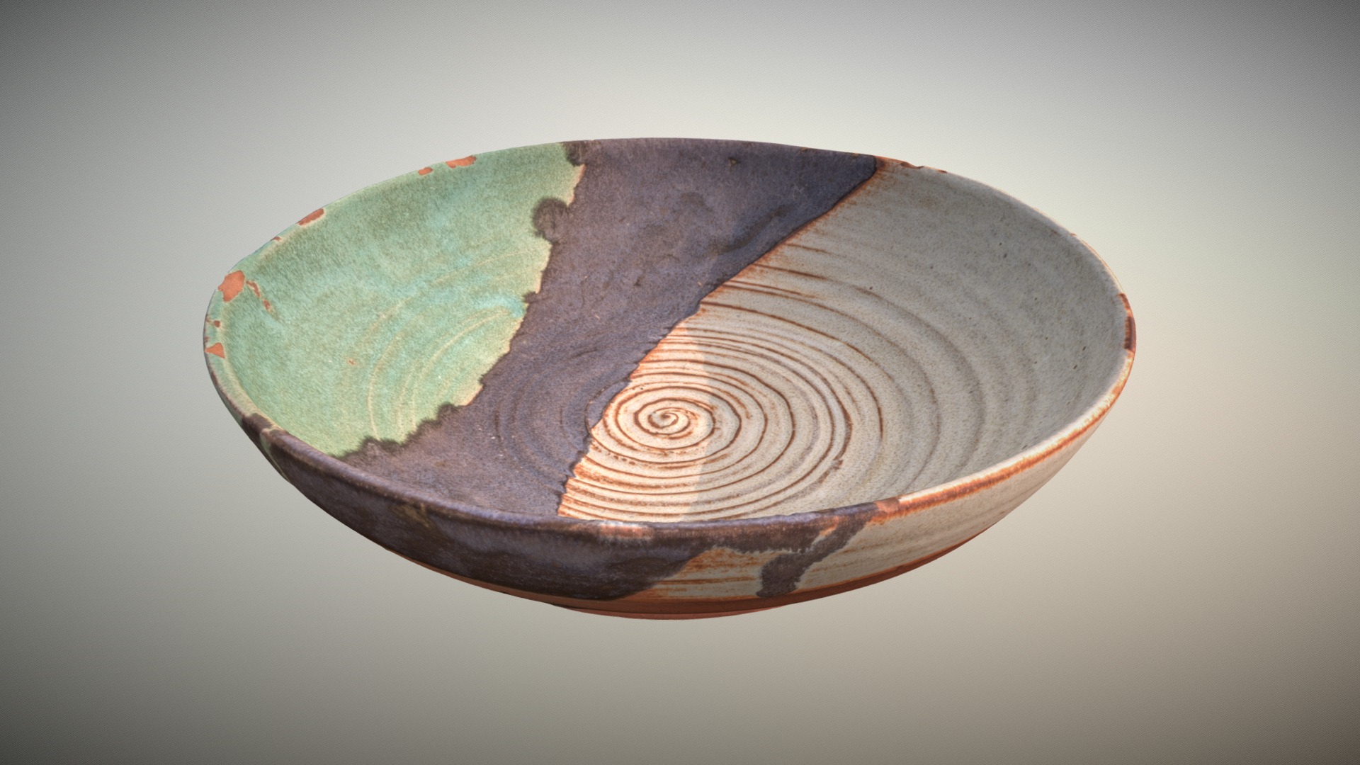 3D model Thrown Ceramic Bowl - This is a 3D model of the Thrown Ceramic Bowl. The 3D model is about a bowl with a design on it.
