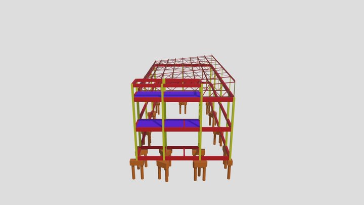 EDIFICAÇÃO CONCRETO ARMADO E COBERTURA METÁLICA 3D Model
