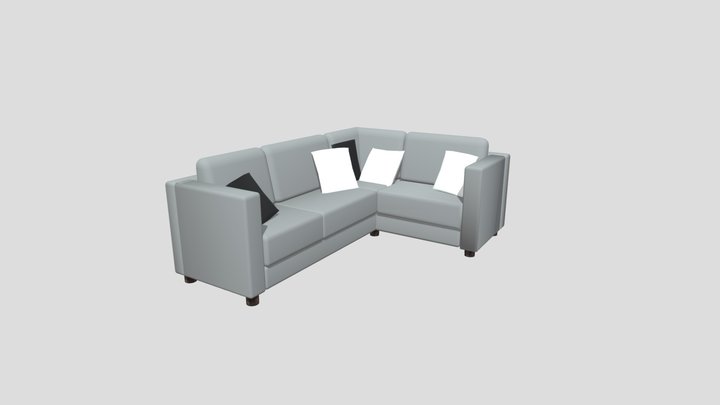 (Free) Low-Poly Couch with Pillows 3D Model