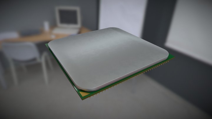 3D CPU Chip - Pin Grid Array 3D Model