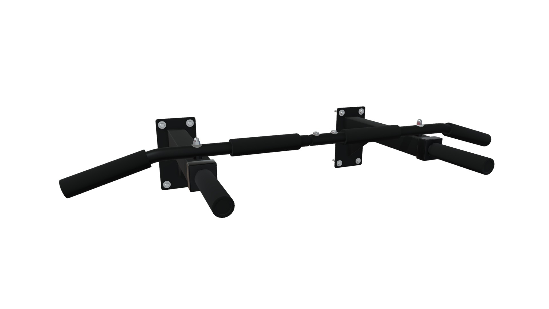 3D model Wall Mounted Pull Up Bar - This is a 3D model of the Wall Mounted Pull Up Bar. The 3D model is about a black and silver rifle.