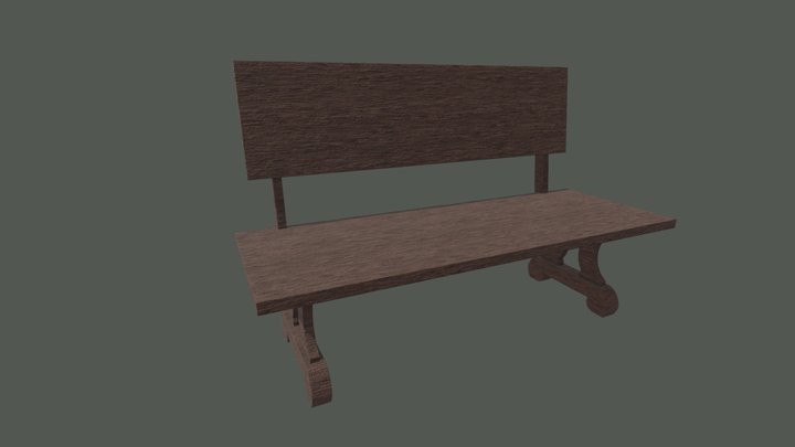 Wooden Bench 3D Model