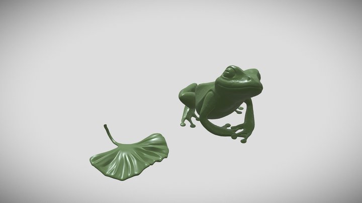 Frog and Leaf 3D printable 3D Model