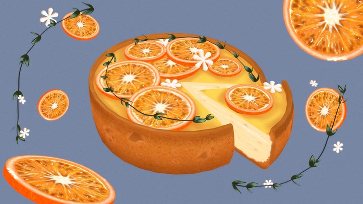 Orange Cheesecake 3D Model