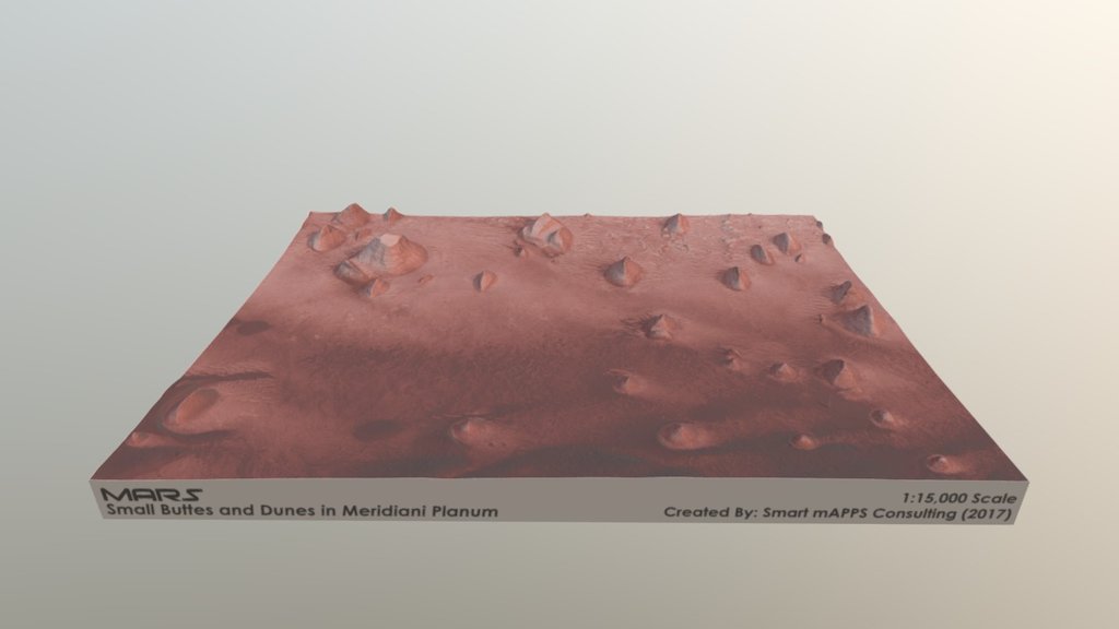 Mars Map: Small Buttes & Dunes in Light Red