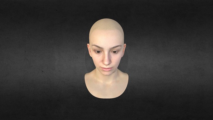 Female Head. Scanned + Rigg 3D Model