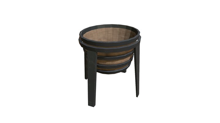Blacksmith water bucket and stand 3D Model