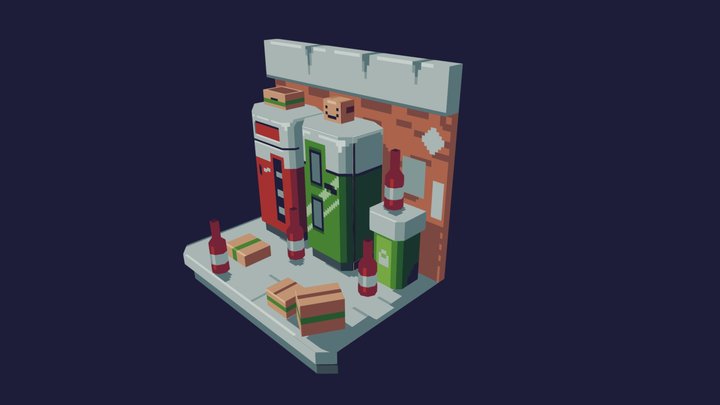 Low Poly Pixel Art Test 3D Model
