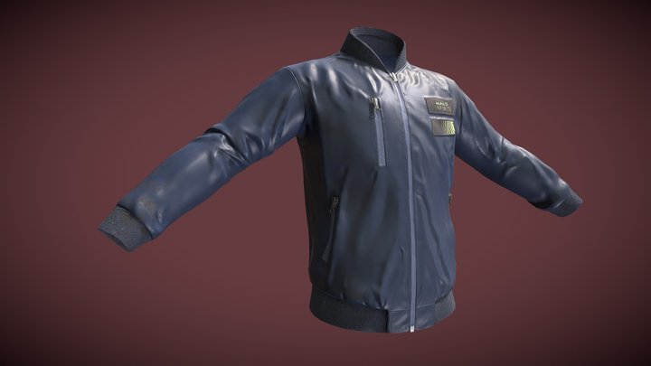 Halo Deconstructed Bomber Jacket in Blue 3D Model