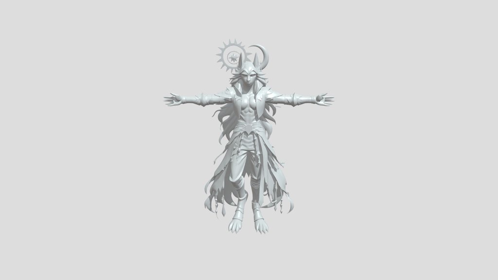 Anthropomorphic sun-moon wolf humanoid