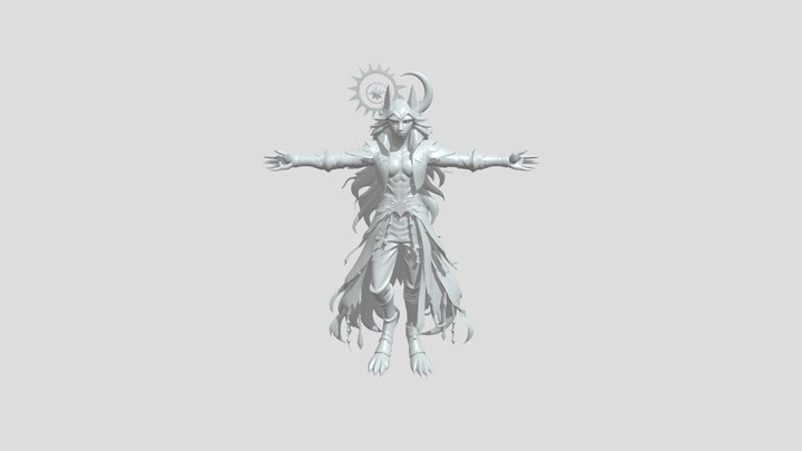 Anthropomorphic sun-moon wolf humanoid – Free 3D Model STL