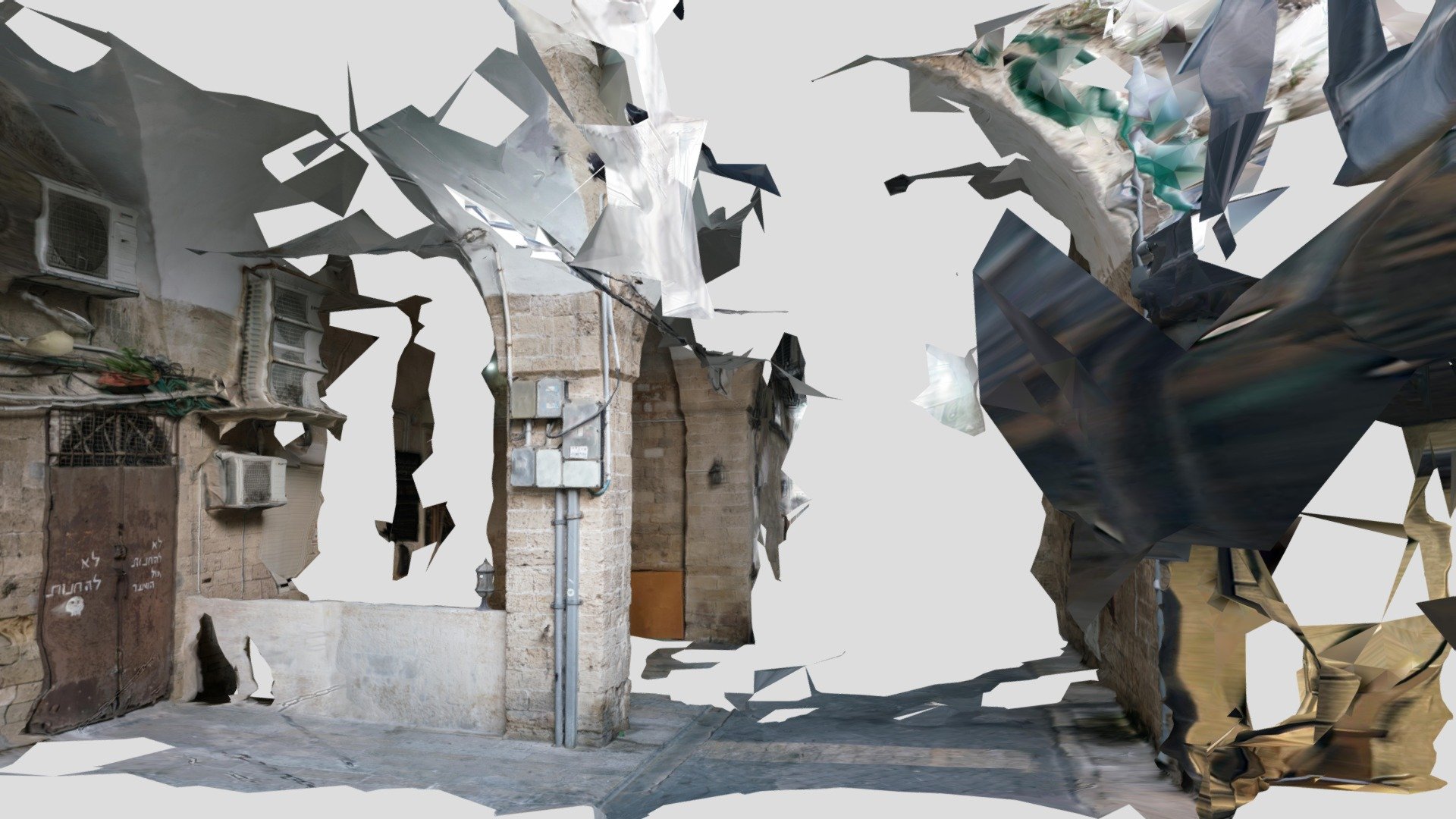 Glitchy Jaffa column with electricity boxes