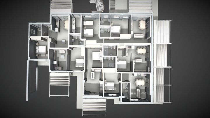 3D Representation From A Given Floor Plan 3D Model