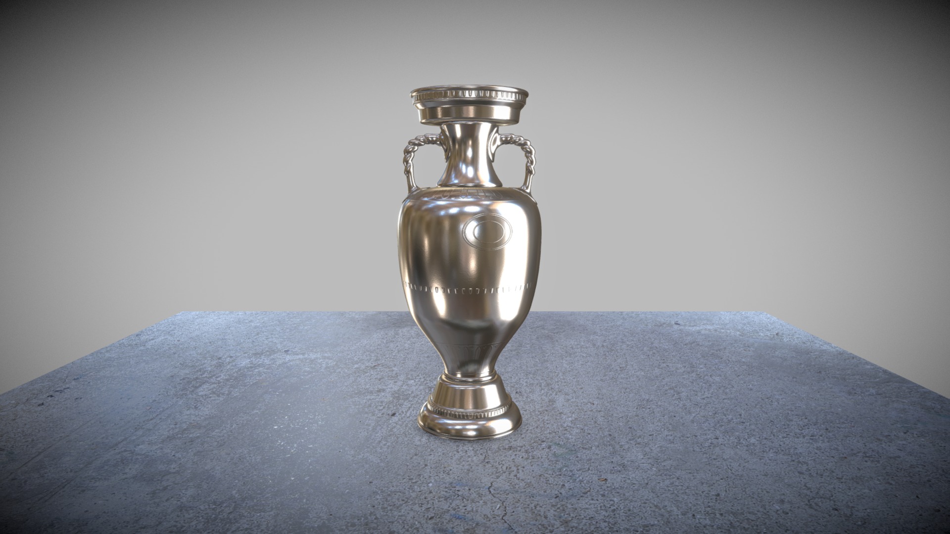 3D model European Football Championships Cup - This is a 3D model of the European Football Championships Cup. The 3D model is about a glass jar with a handle.